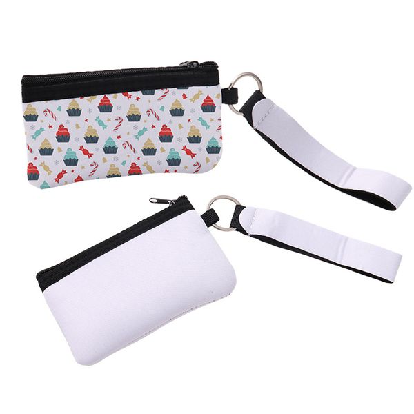 Porte-clés en néoprène, portefeuille par Sublimation, dragonne vierge, porte-carte à transfert de chaleur, sac pour carte d'identité