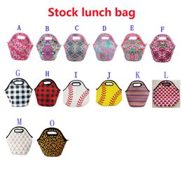 Neopreen Lunchtas Honkbal Afdrukken Waterdicht Voedsel Drank Bento Box Tote Bags Picknick Lunch