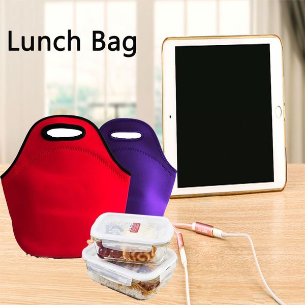 Sac à lunch en néoprène Sacs fourre-tout à aliments isolés par sublimation blanche Paquet de pique-nique étanche portable