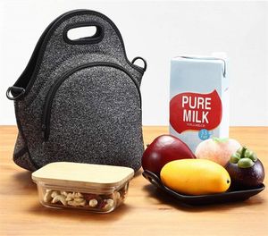 Bolsas de almuerzo de neopreno Bolsa de asas para niños con aislamiento de Bento para picnic a prueba de agua con correa para el hombro