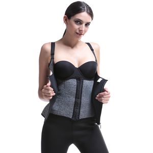 Neopreen Metalen Rits Dubbele Controle Taille Trainer Corset Body Shaper Tummy Fat Burning For Zandloper Zweet Sauna Trainer Afslankingsriem