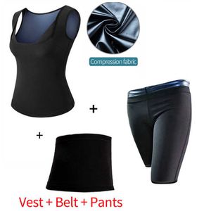 Neopreen Mukatu (Vest+Belt+Ban) Body Shaper Women Taille Trainer Slankbroeken Vest Super Verlies gewichtsbeheersing Pant 210708
