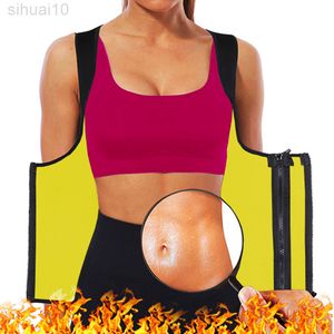 Neopreno Sauna Sudor Camisa Cintura Entrenador Chaleco Corsé Adelgazante Cinturón Fajas Cincher Cremallera Sin Mangas Top Tummy Trimmer Cinturones L220802