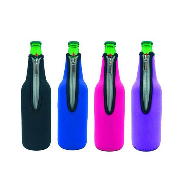 Funda de neopreno con cremallera para botella de cerveza, decoración de fiesta, fundas aislantes para copa de vino tinto de 12oz, funda protectora para botellas de vino XG0269