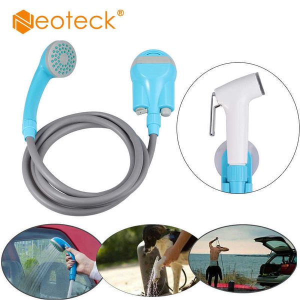 Neoteck Portable Camping Douche Set USB DC 12V Douche à pression Randonnée en plein air Voyage Voiture Pet Laveuse Kit de poche Bain 210724