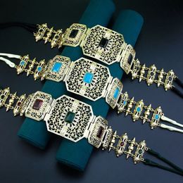 Neovisson Arabian Dilate Femme Rope Taist Chain Belt Gold Color Crystal Morocain Caftan Belt Ladies Bijoux Favorite Gift 240326