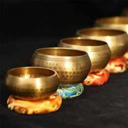 Nepal handgemaakte Tibet Boeddha klankschaal Yoga Meditatie Chanting Bowl Brass Chime Handwerk muziektherapie Tibetaans zingen 220817