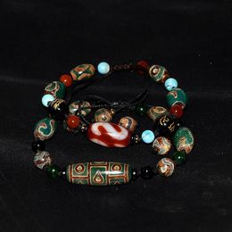 Nepal ruw agaat 3/9 ogen ful geld haak totem dzi armband retro etnische stijl Tibetaanse schoonheid gevlochten armband 240521