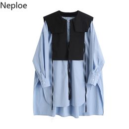 Nepoel casual alle match losse lange blouse lange mouw blusas button up blouses vrouwen Koreaanse mode clohting shirt 210510
