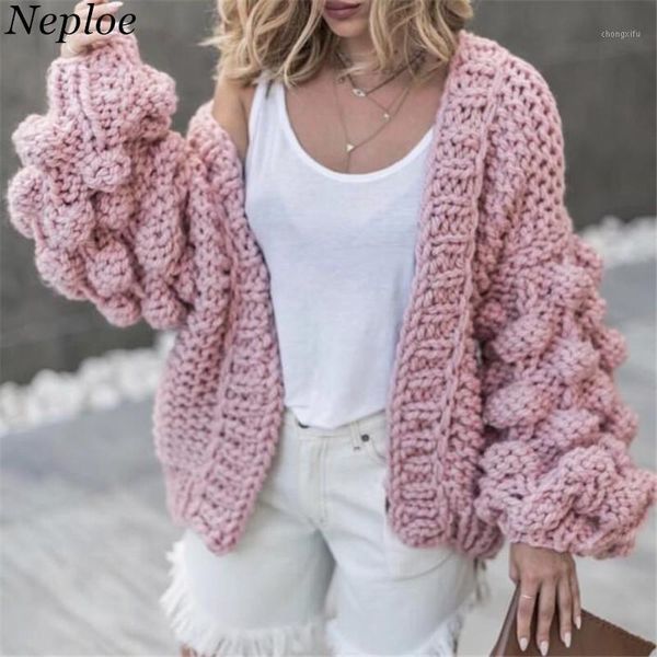 Suéteres de mujer tejido a mano sólido manga larga suelta Roupas Otoño Invierno moda mujer suéter