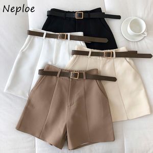 NEPLOE Hoge Taille Hip Solid Shorts Feminino Slanke Taille Sjeres Solid Pocket Shorts Women Summer All Match Causal 210510
