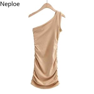 Neploe off schouder vrouw jurk mini vest jurken vrouwelijke zomer slanke breien bodycon potlood jurken mouwloze vestidos 210422