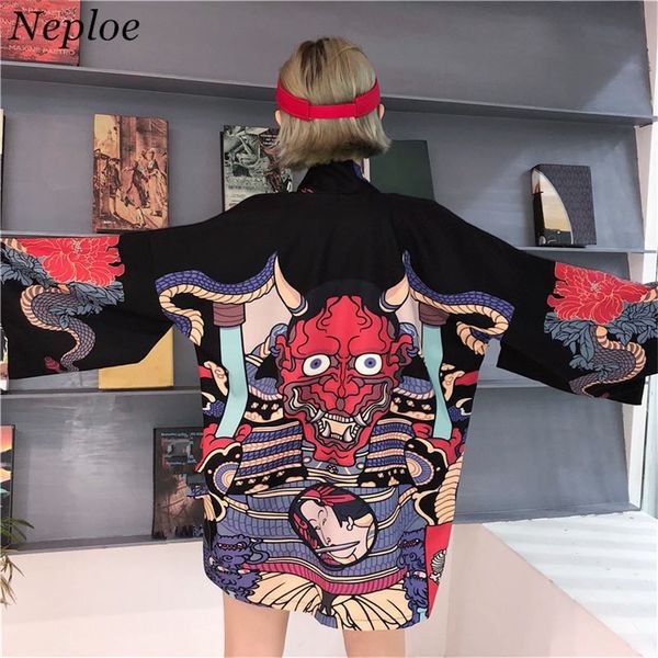 Neploe été Harajuku Blouse femmes homme Kimono Cardigan dessin animé japonais imprimé hauts amples Blusas Mujer De Moda LJ200812