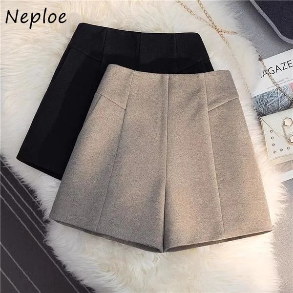 Neploe – short épais et chaud en laine pour femme, taille haute, bas assorti avec tout, Y2k, ample, noir, jambes larges, automne 2024, 240112