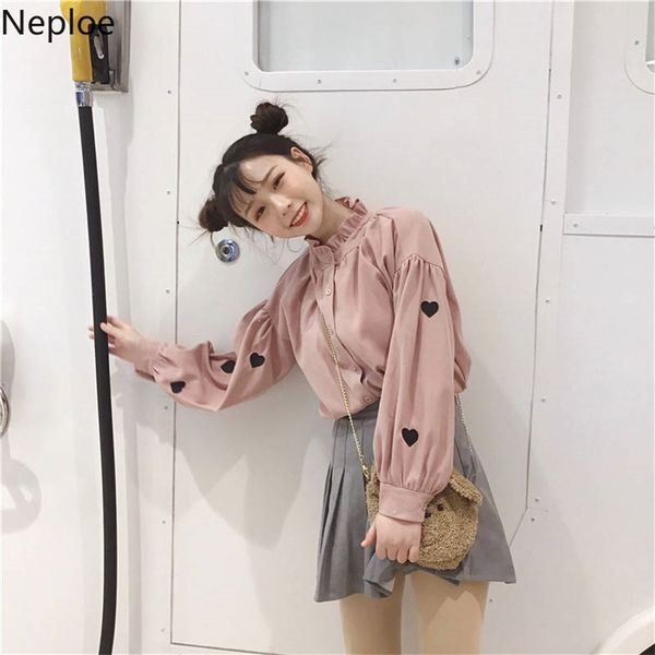 NEPLOE FEMMES Tops Blouses Fashion Hoffe Chemise Chemise Heart Broderie Coréenne Vêtements Chemisier Blouse Blouse Rose Chemises 38325 210225