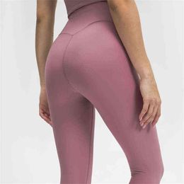 NEPOAGYM PULSE 25 "Buttery Soft Ribbed Yoga Broek Geen voorlaag Dames Workout Leggings voor Gym Sports Fitness H1221