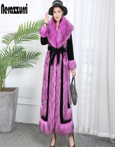 Nerazzurri long hiver fausse manteau de fourrure couler la piste féminine pour femmes plus taille streetwear moeurs épaissantes