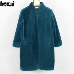 Nerazzurri manteau de fourrure véritable femme taille moyenne plus veste en fourrure de mouton en peau de mouton 5xl 6xl 7xl goutte épaule laine d'agneau chaude fourrure naturelle T191118