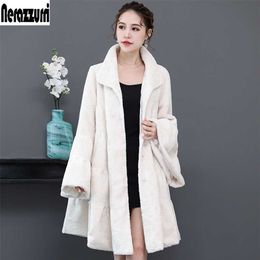 Nerazzurri hiver luxe piste fausse fourrure manteau femmes jupe complète manches évasées moelleux fausse veste en peau de mouton mode coréenne 211018