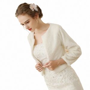 Nerw Winter Bridal Fur Wraps Wedding Bolero Jacket Breas Bridal Câles Capes plus taille Bolero Faux Fur Châles Vestes de mariage B4ed #