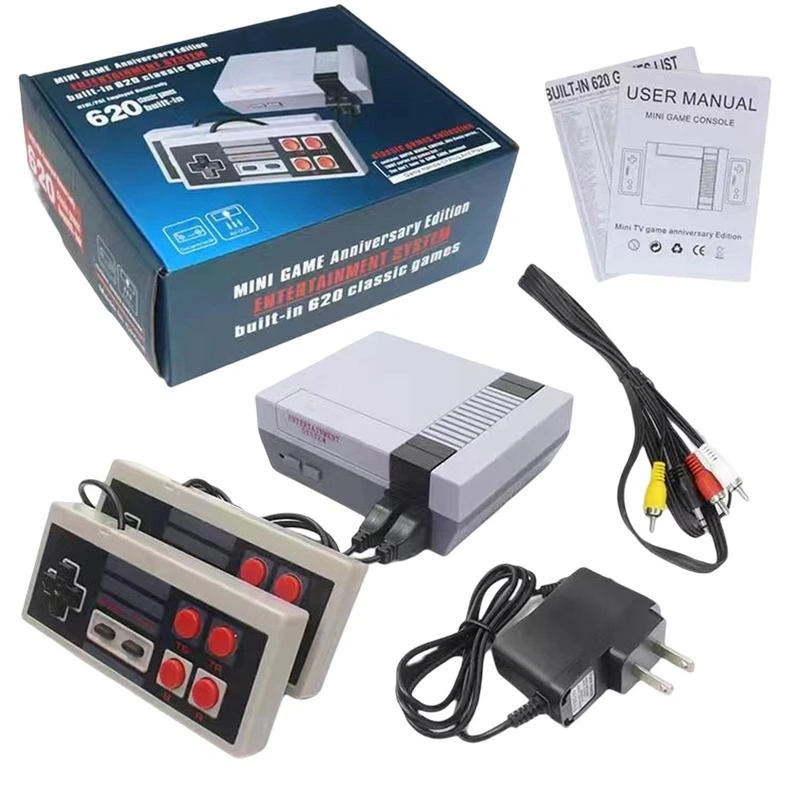 NES620 Oyun Konsolu Mini Çift Klasik Nostalji Bağlı TV Kırmızı ve Beyaz Makine Yerleşik 620 Oyun Ev Oyun Makinesi