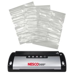 Nesco VS-02 Scellant sous vide 130 W Noir Argent Scellant Sacs 50 Ct 11 x 16