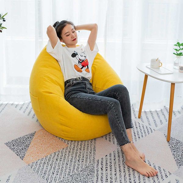 Nesloth Pouf paresseux housse de canapé chaise sans remplissage velours chaise longue siège Pouf Pouf bouffant canapé Tatami salon 70x80 cm nouveau T251j