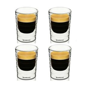 Ensemble de tasses à café Nespresso, tasse à café en double verre, tasse à expresso isolée transparente, tasse à thé résistante à la chaleur, verre sans plomb 240124