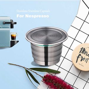 Nespresso rechargeable mise à niveau trou rond réutilisable café goutteur en acier inoxydable vide Capsule métal café filtre tasse 210607