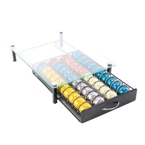 Nespresso Vertuo Pod Holder Tiroir Organisateur de dosettes de café Rangement pour Vertuoline Capsules Holder Plateau en verre Dolce Gusto 40 Pods 240307