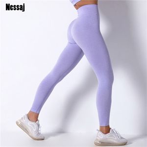 Nessaj 20% Spandex Legging sans couture Sports Fitness Vêtements Scrunch Butt Gym Taille haute Pantalon Booty Entraînement 210910