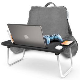 Nestl leeskussen bonus draagbare schootstandaard voor laptop, rugsteunkussen om in bed te zitten, versnipperd traagschuim bedsteunkussen wit