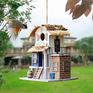 Nids Creative Nid d'oiseau Villa Fait à la Main en Bois Créativité et Belle décoration extérieure de la Maison Parc forestier Protection du nid d'oiseau Sauvage