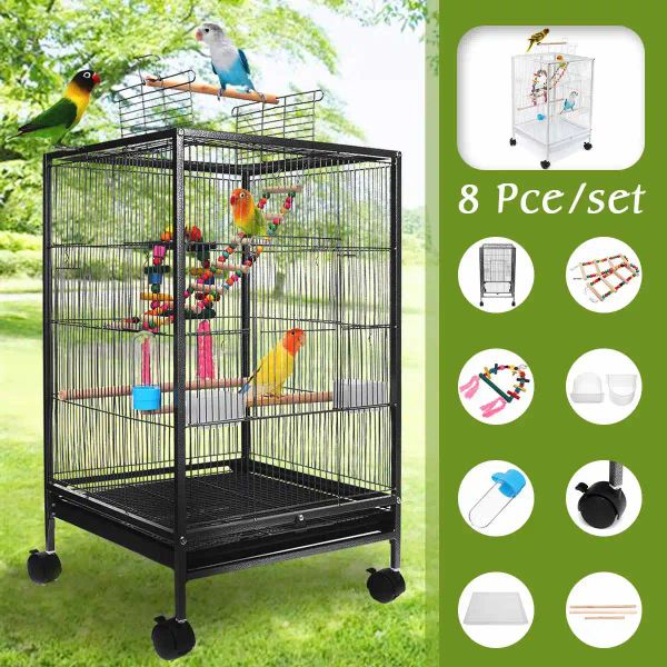 Nidos de lujo, jaula grande para loros, jaula de Metal para pájaros, suministros para palomas con cueva colgante, productos de decoración para mascotas