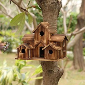 Nids Maison d'observation d'oiseau bleu faite à la main naturelle avec crochet décor de jardin nid d'oiseau en bois extérieur chaud maison d'oiseau pivoine perroquet boîte d'élevage