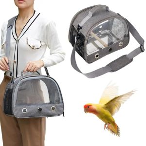 Nids Perruche Cage de voyage Sac de transport pour animaux Cage à oiseaux Petit sac de transport pour animaux de compagnie avec plateau de perche debout Cage à oiseaux portable respirante