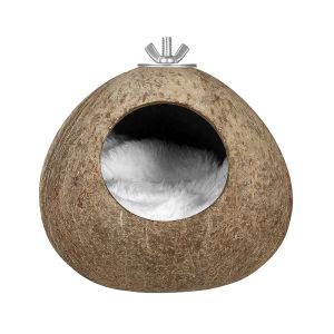 Nids POPETPOP Coquille de noix de coco nid d'oiseau pour animaux de compagnie Hamster écureuil nid d'élevage artisanat délicat pendentif de maison d'oiseau pour jardin de cour