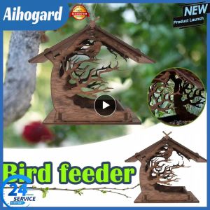 Nids Nests en bois house nid oiseaux durables nid oiseaux cage en bois mangeur noisette en plein air cage d'oiseau suspendu cage simulée pour bluebird