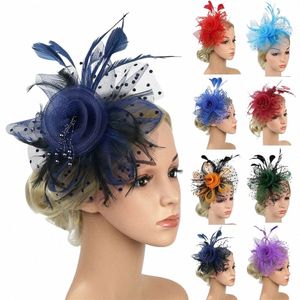 Net and Feather Fascinator Chapeau bandeau Alice Bandband Clip Mesh fr Wedding Cocktail Hair Actur Party Party Band Upd 11rs #