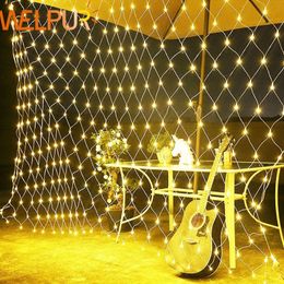 Net LED String Lights 8Modes 220V 1.5x1.5m 3X2M 4.2X1.6M Festival Decoración de Navidad Año Nuevo Banquete de boda a prueba de agua Y201020