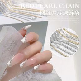 Net rode nagelketen sieraden Japanse parel nieuwe legering nageldecoratie ketting nagelmetaal decoratie