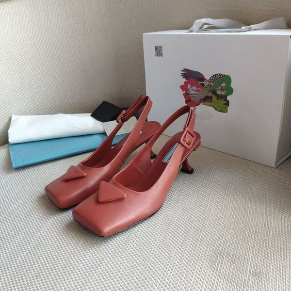 Les chaussures formelles pour femmes en filet rouge sont luxueuses et charmantes, sandales rondes carrées à semelle courte de qualité supérieure de 4,5 cm 35-41