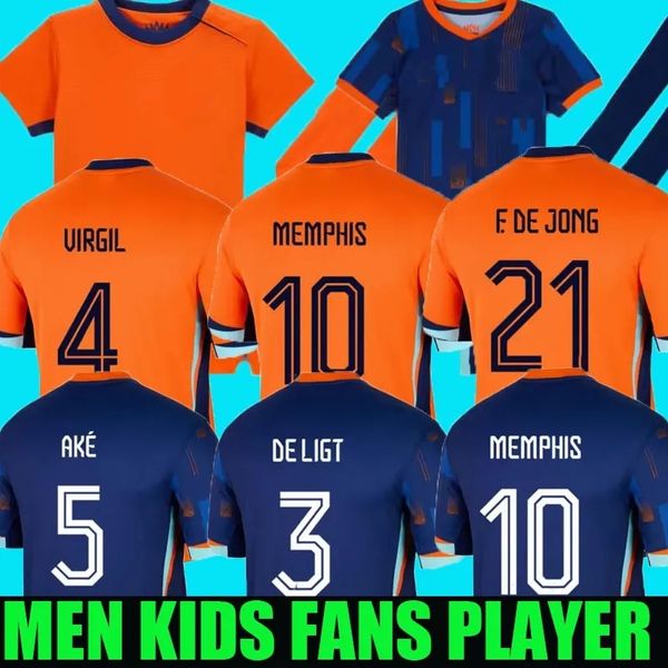 Países Bajos 2024 Eurocopa camiseta de fútbol Teun Koopmeiners Xavi Simons Memphis Depay Wout Weghorst Cody Gakpo Marten de Roon Equipo nacional Kit de hogar visitante