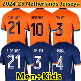 Pays-Bas 2024 Euro Cup Soccer Jerseys Memphis de Jong Virgil de Ligt Gakpo Dumfries Bergvijn Klaassen Fans Joueur de football Men de football Kits Kits