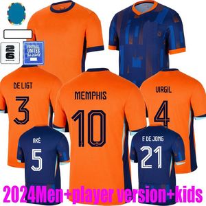 Nederland Jersey Memphis European Club Soccer Jersey 2024 Euro Cup 2025 Dutch National Team voetbalshirt Men Kids Kit Volledige set thuis weg Memphis Xavi Gakpo