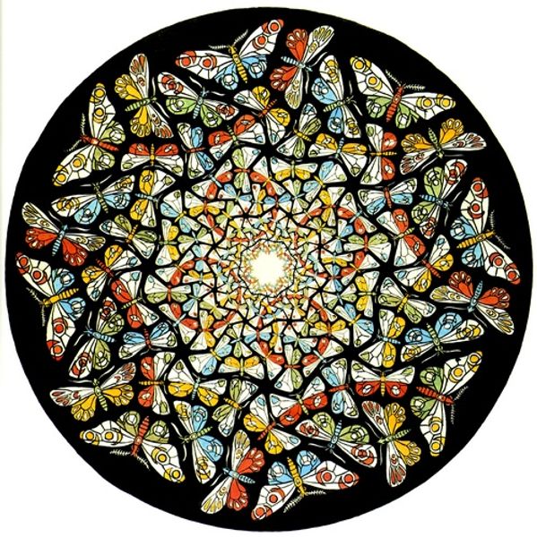 Pays-Bas Maurits Cornelis Escher Circle Limite avec papillons Art Silk Affiche Mur art Home Decorative Painting