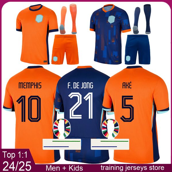 Holandeses Fans Jerseys de fútbol Jerseys Kits Football Kits 2024 Nederland Men Jugador Versión Jersey de fútbol 24 25 Ake F.de Jong Shirts Kit Maillot Camiseta Maglia