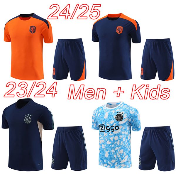 Maillots d'avant-match Pays-Bas 2023 2024 Survêtement de football pour hommes Maillot d'entraînement pour enfants 23 24 25 Kit de maillot de football ALVAREZ TADIC BERGWIJN 2025 camiseta maillot maglia