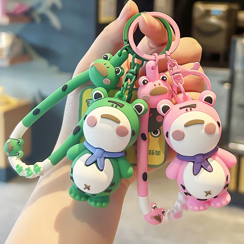 Netizen Frog Keychain Creative Cartoon 3D Soft Plastic Doll Female Bag Pendant Car Pendant Small Gift