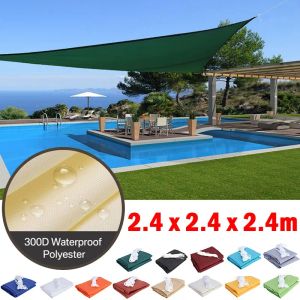 Netten 2.4x2.4x2.4m Driehoek Waterdichte Zon Zonnezeil Outdoor Strand Camping Luifel Tuin Terras Zwembad zonneluifel Auto Zonnescherm Doek